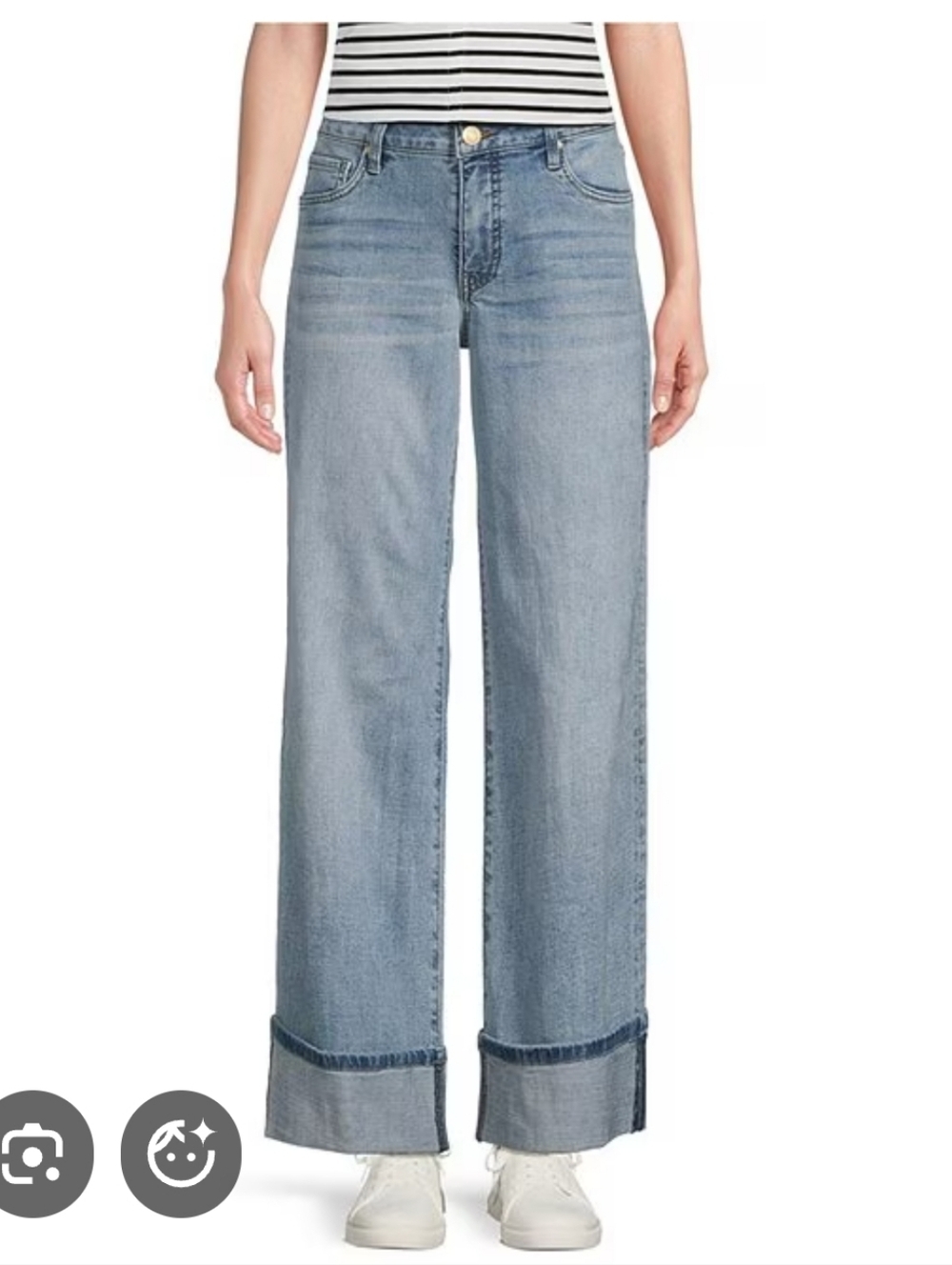 KUT from the Kloth High-Rise Wide Leg Jeans - Light Blue